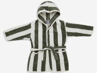 Bathrobe 3-4 years Stripe Terry Leaf Green GOTS