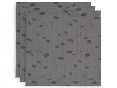 Jollein hydrofiliniai muslino merliukai 31x31 cm Spot Storm Grey 3vnt