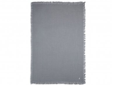 Jollein muslino pledas 120x120 cm Fringe Storm Grey 1