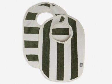 Jollein Bib Stripe Terry Leaf Green GOTS 2 Pack