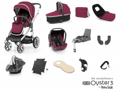 OYSTER 3 STROLLER SET 12IN1 CHERRY/MIRROR