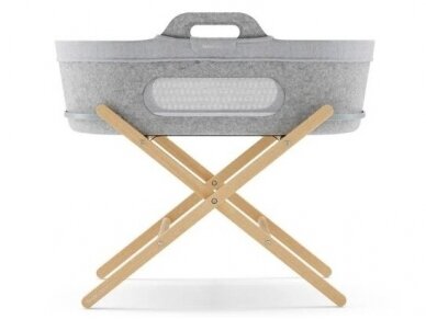 SnuzBaskit Light Grey Moses Basket & Natural Stand