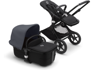 Universalus vežimėlio komplektas 2in1 Bugaboo Fox 3 Stormy blue/midnight black/black važiuoklė