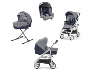 Universalus vežimėlio komplektas Inglesina Trilogy 4in1 Antigua Blue/Silver-white važiuoklė