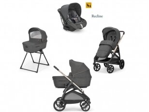 Universalus vežimėlio komplektas Inglesina Aptica 4in1 Velvet Grey + Darwin Infant Recline 0-13 kg