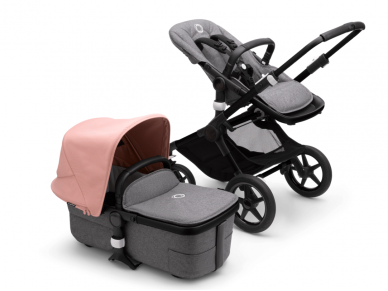 Universalus vežimėlio komplektas 2in1 Bugaboo Fox 3 Morning pink/grey melange/black važiuoklė