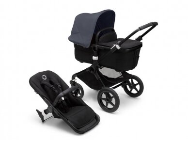 Universalus vežimėlio komplektas 2in1 Bugaboo Fox 3 Stormy blue/midnight black/black važiuoklė 1