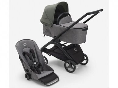 Universalus vežimėlio komplektas Bugaboo Dragonfly 2in1 Forest green/grey mélange/black frame