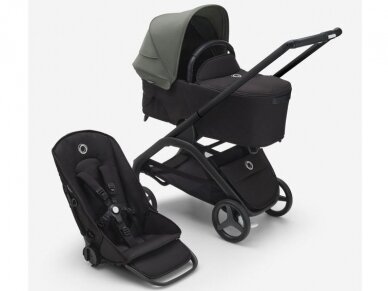 Universalus vežimėlio komplektas Bugaboo Dragonfly 2in1 Forest green/midnight black/black frame