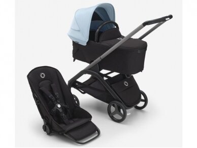 Universalus vežimėlio komplektas Bugaboo Dragonfly 2in1 Skyline blue sun/ black/ graphite frame