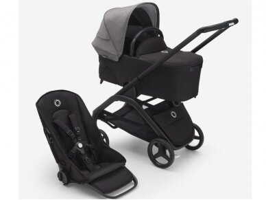 Universalus vežimėlio komplektas Bugaboo Dragonfly 2in1 Grey mélange/midnight black/black frame