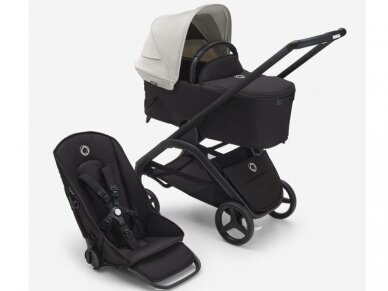 Universalus vežimėlio komplektas Bugaboo Dragonfly 2in1 Misty white/midnight black/black frame