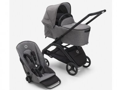 Universalus vežimėlio komplektas Bugaboo Dragonfly 2in1 Grey mélange/grey mélange/black frame