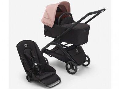 Universalus vežimėlio komplektas Bugaboo Dragonfly 2in1 Morning pink/midnight black/black frame