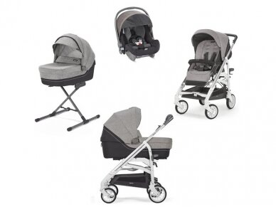 Universalus vežimėlio komplektas Inglesina Trilogy 4in1 Maui Grey/Silver-white važiuoklė