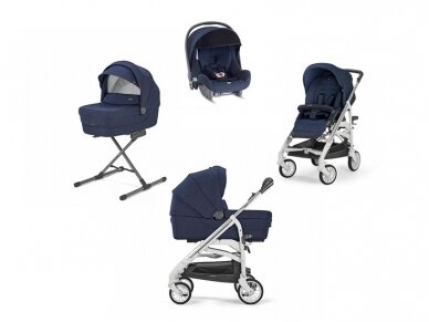 Universalus vežimėlio komplektas Inglesina Trilogy 4in1 Sailor Blue/Silver-white važiuoklė