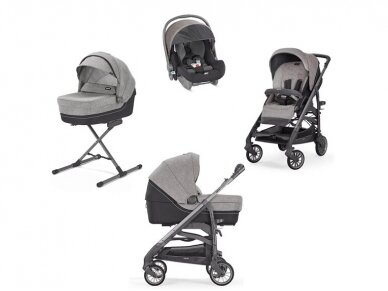 Universalus vežimėlio komplektas Inglesina Trilogy 4in1 Maui Grey/Titanio-ardesia važiuoklė