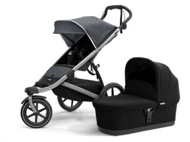 Universalus vežimėlis 2in1 Thule Glide2 - aliuminium/dark shadow with bassinet black