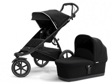 Universalus vežimėlis 2in1 Thule Glide2 - black on black with bassinet black