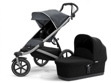 Universalus vežimėlis 2in1 Thule Glide2 - aluiminium/dark shadow with bassinet black