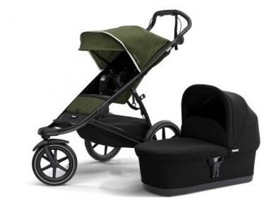 Universalus vežimėlis 2in1 Thule Glide2 - black/cypress green with bassinet black