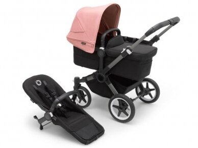 Universalus vežimėlis Bugaboo Donkey 5 Mono 2in1 Graphite/Midnight Black/Morning Pink