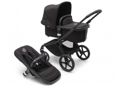 Universalus vežimėlis Bugaboo Fox 5 Midnight black/Midnight black/black frame 2in1