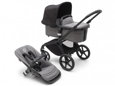 Universalus vežimėlis Bugaboo Fox 5 Midnight black /grey melange/ black frame 2in1