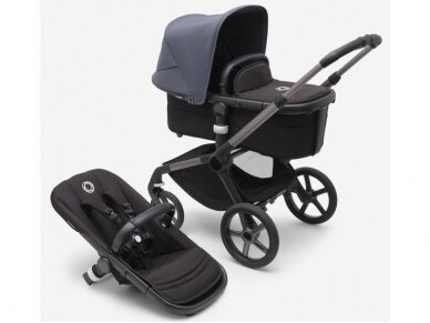 Universalus vežimėlis Bugaboo Fox 5 Stormy blue/midnight black/graphite frame 2in1