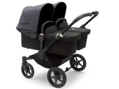 Universalus vežimėlis dvynukams Bugaboo Donkey 5 TWIN - Black/Midnight Black/Stormy Blue