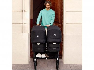 Universalus vežimėlis dvynukams Bugaboo Donkey 5 TWIN - Black/Midnight Black/Misty White 3