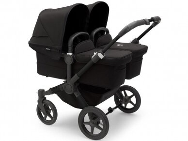 Universalus vežimėlis dvynukams Bugaboo Donkey 5 TWIN - Black/Midnight Black/Midnight Black