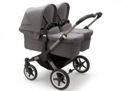 Universalus vežimėlis dvynukams Bugaboo Donkey 5 TWIN - Graphite/Grey Melange/Grey Melange