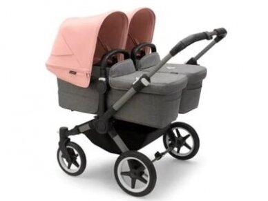 Universalus vežimėlis dvynukams Bugaboo Donkey 5 TWIN - Graphite/Grey Melange/Morning Pink