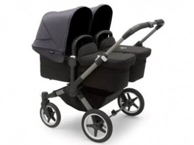 Universalus vežimėlis dvynukams Bugaboo Donkey 5 TWIN - Graphite/Midnight Black/Stormy Blue