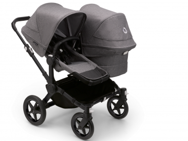 Universalus vežimėlis pametinukams Bugaboo Donkey 5 DUO Grey Melange/Grey Melange/ Black važiuoklė